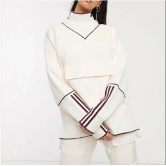 ADIDAS x IVY PARK BEYONCÉ Original Pullover Sweatshirt Ecru Tint Maroon - Picture 4 of 12